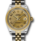 Rolex Steel and Yellow Gold Datejust 31 Watch - Domed Bezel - Champagne Concentric Circle Arabic Dial - Jubilee Bracelet - 178243 chcaj