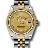 Rolex Steel and Yellow Gold Datejust 31 Watch - Domed Bezel - Champagne Roman Dial - Jubilee Bracelet - 178243 chrj