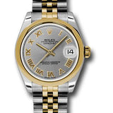 Rolex Steel and Yellow Gold Datejust 31 Watch - Domed Bezel - Slate Grey Roman Dial - Jubilee Bracelet - 178243 grj