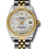 Rolex Steel and Yellow Gold Datejust 31 Watch - Domed Bezel - Mother-Of-Pearl Diamond Dial - Jubilee Bracelet - 178243 mdj