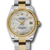 Rolex Steel and Yellow Gold Datejust 31 Watch - Domed Bezel - Mother-Of-Pearl Diamond Dial - Oyster Bracelet - 178243 mdo