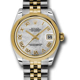 Rolex Steel and Yellow Gold Datejust 31 Watch - Domed Bezel - Mother-Of-Pearl Roman Dial - Jubilee Bracelet - 178243 mrj