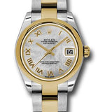 Rolex Steel and Yellow Gold Datejust 31 Watch - Domed Bezel - Mother-Of-Pearl Roman Dial - Oyster Bracelet - 178243 mro