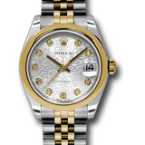 Rolex Steel and Yellow Gold Datejust 31 Watch - Domed Bezel - Silver Jubilee Diamond Dial - Jubilee Bracelet - 178243 sjdj