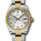 Rolex Steel and Yellow Gold Datejust 31 Watch - Domed Bezel - Silver Jubilee Diamond Dial - Oyster Bracelet - 178243 sjdo