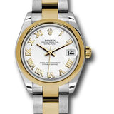 Rolex Steel and Yellow Gold Datejust 31 Watch - Domed Bezel - White Roman Dial - Oyster Bracelet - 178243 wro