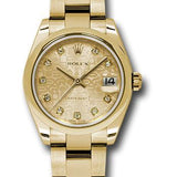 Rolex Yellow Gold Datejust 31 Watch - Domed Bezel - Champagne Jubilee Diamond Dial - Oyster Bracelet - 178248 chjdo