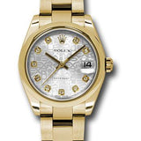 Rolex Yellow Gold Datejust 31 Watch - Domed Bezel - Silver Jubilee Diamond Dial - Oyster Bracelet - 178248 sjdo