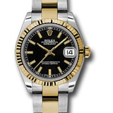 Rolex Steel and Yellow Gold Datejust 31 Watch - Fluted Bezel - Black Index Dial - Oyster Bracelet - 178273 bkio