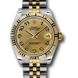 Rolex Steel and Yellow Gold Datejust 31 Watch - Fluted Bezel - Champagne Concentric Circle Arabic Dial - Jubilee Bracelet - 178273 chcaj