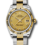 Rolex Steel and Yellow Gold Datejust 31 Watch - Fluted Bezel - Champagne Roman Dial - Oyster Bracelet - 178273 chro