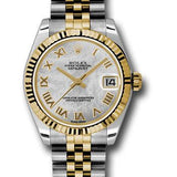 Rolex Steel and Yellow Gold Datejust 31 Watch - Fluted Bezel - Mother-Of-Pearl Roman Dial - Jubilee Bracelet - 178273 mrj