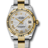 Rolex Steel and Yellow Gold Datejust 31 Watch - Fluted Bezel - Mother-Of-Pearl Roman Dial - Oyster Bracelet - 178273 mro