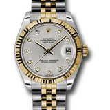 Rolex Steel and Yellow Gold Datejust 31 Watch - Fluted Bezel - Silver Diamond Roman Vi Diamond Dial - Jubilee Bracelet - 178273 sdj