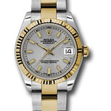 Rolex Steel and Yellow Gold Datejust 31 Watch - Fluted Bezel - Silver Index Dial - Oyster Bracelet - 178273 sio