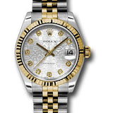 Rolex Steel and Yellow Gold Datejust 31 Watch - Fluted Bezel - Silver Jubilee Diamond Dial - Jubilee Bracelet - 178273 sjdj