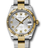 Rolex Steel and Yellow Gold Datejust 31 Watch - Fluted Bezel - Silver Jubilee Diamond Dial - Oyster Bracelet - 178273 sjdo