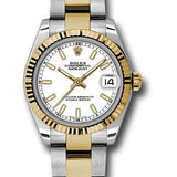 Rolex Steel and Yellow Gold Datejust 31 Watch - Fluted Bezel - White Index Dial - Oyster Bracelet - 178273 wio