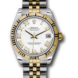 Rolex Steel and Yellow Gold Datejust 31 Watch - Fluted Bezel - White Roman Dial - Jubilee Bracelet - 178273 wrj