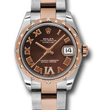 Rolex Steel and Everose Gold Datejust 31 Watch - 24 Diamond Bezel - Chocolate Diamond Roman Vi Roman Dial - Oyster Bracelet - 178341 chodro