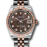 Rolex Steel and Everose Gold Datejust 31 Watch - 24 Diamond Bezel - Dark Mother-Of-Pearl Diamond Dial - Jubilee Bracelet - 178341 dkmdj