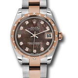 Rolex Steel and Everose Gold Datejust 31 Watch - 24 Diamond Bezel - Dark Mother-Of-Pearl Diamond Dial - Oyster Bracelet - 178341 dkmdo