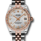 Rolex Steel and Everose Gold Datejust 31 Watch - 24 Diamond Bezel - White Mother-Of-Pearl Diamond Dial - Jubilee Bracelet - 178341 mdj