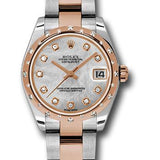 Rolex Steel and Everose Gold Datejust 31 Watch - 24 Diamond Bezel - White Mother-Of-Pearl Diamond Dial - Oyster Bracelet - 178341 mdo