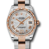 Rolex Steel and Everose Gold Datejust 31 Watch - 24 Diamond Bezel - Mother-Of-Pearl Diamond Roman Vi Roman Dial - Oyster Bracelet - 178341 mdro