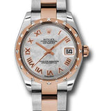 Rolex Steel and Everose Gold Datejust 31 Watch - 24 Diamond Bezel - Mother-Of-Pearl Roman Dial - Oyster Bracelet - 178341 mro