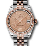 Rolex Steel and Everose Gold Datejust 31 Watch - 24 Diamond Bezel - Pink Champagne Floral Motif Dial - Jubilee Bracelet - 178341 pchfj