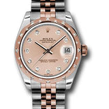 Rolex Steel and Everose Gold Datejust 31 Watch - 24 Diamond Bezel - Pink Diamond Dial - Jubilee Bracelet - 178341 pdj