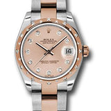 Rolex Steel and Everose Gold Datejust 31 Watch - 24 Diamond Bezel - Pink Diamond Dial - Oyster Bracelet - 178341 pdo