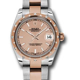 Rolex Steel and Everose Gold Datejust 31 Watch - 24 Diamond Bezel - Pink Index Dial - Oyster Bracelet - 178341 pio