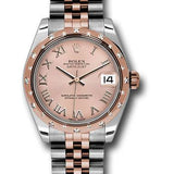 Rolex Steel and Everose Gold Datejust 31 Watch - 24 Diamond Bezel - Pink Roman Dial - Jubilee Bracelet - 178341 prj