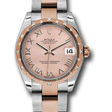 Rolex Steel and Everose Gold Datejust 31 Watch - 24 Diamond Bezel - Pink Roman Dial - Oyster Bracelet - 178341 pro