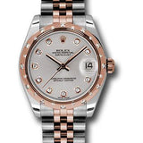 Rolex Steel and Everose Gold Datejust 31 Watch - 24 Diamond Bezel - Silver Diamond Dial - Jubilee Bracelet - 178341 sdj