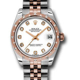 Rolex Steel and Everose Gold Datejust 31 Watch - 24 Diamond Bezel - White Diamond Dial - Jubilee Bracelet - 178341 wdj