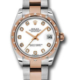 Rolex Steel and Everose Gold Datejust 31 Watch - 24 Diamond Bezel - White Diamond Dial - Oyster Bracelet - 178341 wdo