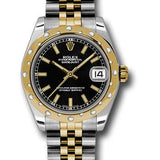 Rolex Steel and Yellow Gold Datejust 31 Watch - 24 Diamond Bezel - Black Index Dial - Jubilee Bracelet - 178343 bkij