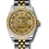 Rolex Steel and Yellow Gold Datejust 31 Watch - 24 Diamond Bezel - Champagne Concentric Circle Arabic Dial - Jubilee Bracelet - 178343 chcaj