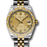 Rolex Steel and Yellow Gold Datejust 31 Watch - 24 Diamond Bezel - Champagne Jubilee Diamond Dial - Jubilee Bracelet - 178343 chjdj