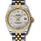 Rolex Steel and Yellow Gold Datejust 31 Watch - 24 Diamond Bezel - Mother-Of-Pearl Diamond Dial - Jubilee Bracelet - 178343 mdj