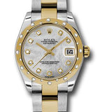 Rolex Steel and Yellow Gold Datejust 31 Watch - 24 Diamond Bezel - Mother-Of-Pearl Diamond Dial - Oyster Bracelet - 178343 mdo