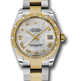 Rolex Steel and Yellow Gold Datejust 31 Watch - 24 Diamond Bezel - Mother-Of-Pearl Roman Dial - Oyster Bracelet - 178343 mro