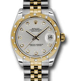 Rolex Steel and Yellow Gold Datejust 31 Watch - 24 Diamond Bezel - Silver Diamond Dial - Jubilee Bracelet - 178343 sdj