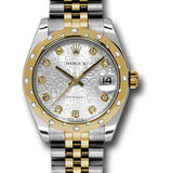 Rolex Steel and Yellow Gold Datejust 31 Watch - 24 Diamond Bezel - Silver Jubilee Diamond Dial - Jubilee Bracelet - 178343 sjdj