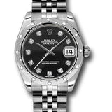 Rolex Steel and White Gold Datejust 31 Watch - 24 Diamond Bezel - Black Diamond Dial - Jubilee Bracelet - 178344 bkdj