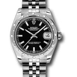 Rolex Steel and White Gold Datejust 31 Watch - 24 Diamond Bezel - Black Index Dial - Jubilee Bracelet - 178344 bkij