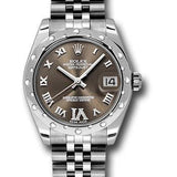 Rolex Steel and White Gold Datejust 31 Watch - 24 Diamond Bezel - Bronze Diamond Roman Vi Roman Dial - Jubilee Bracelet - 178344 brdrj